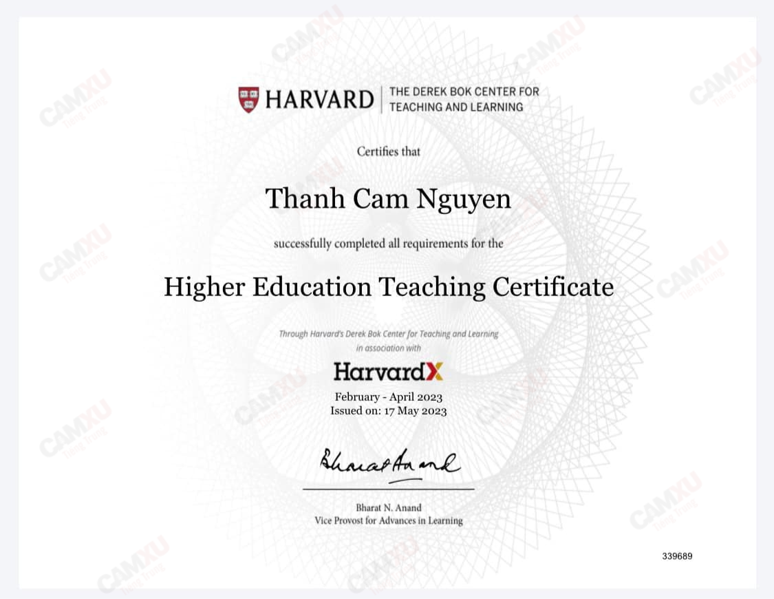 Chứng chỉ Kỹ thuật giảng dạy của Đại học Harvard