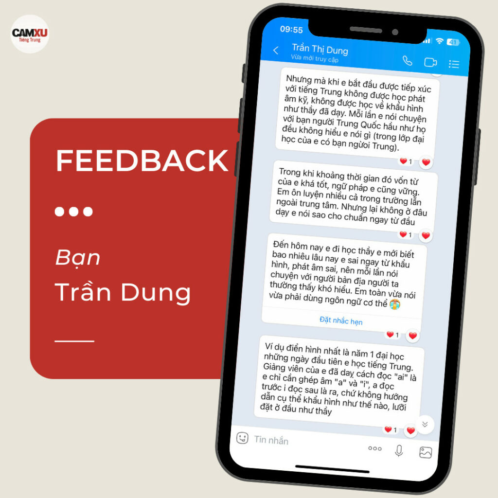 Feedback của bạn Trần Dung - Học viên tại Tiếng Trung Cầm Xu