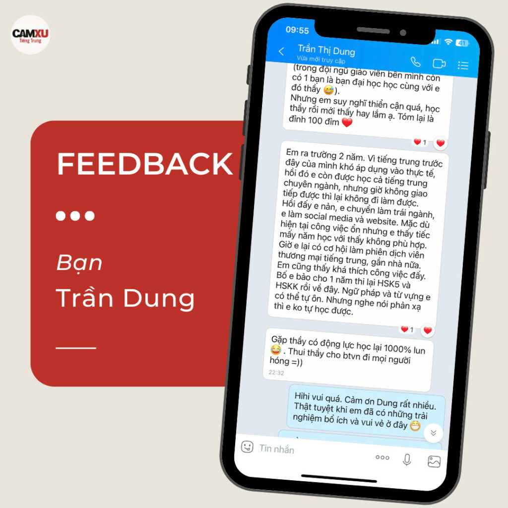 Feedback của bạn Trần Dung - Học viên tại Tiếng Trung Cầm Xu