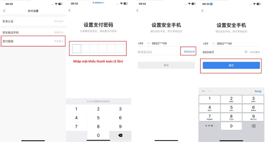 Cài mật khẩu thanh toán và xác minh số điện thoại trên Ctrip