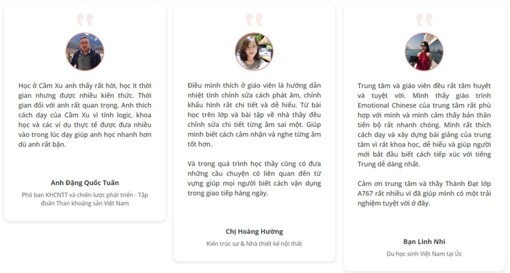 Feedback của học viên sau khi học tại Tiếng Trung Cầm Xu