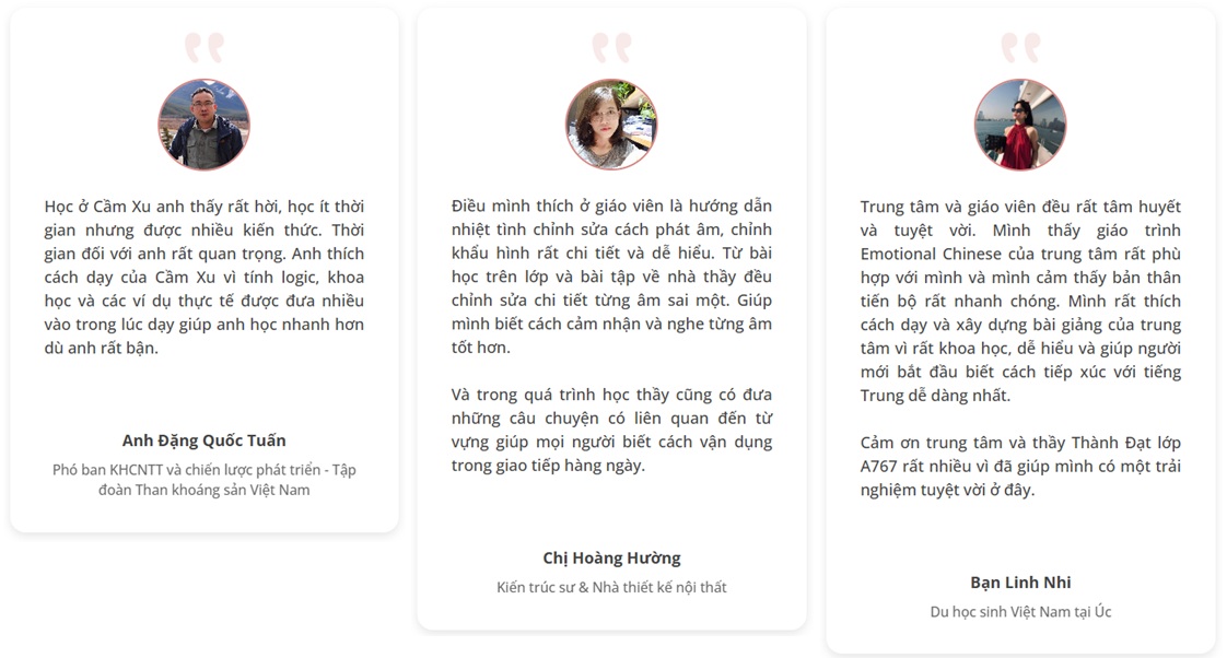 Feedback của học viên sau khi học tại Tiếng Trung Cầm Xu