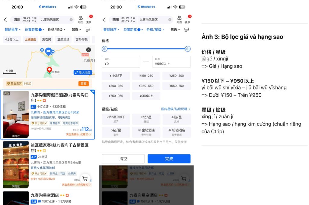 Sử dụng bộ lọc để chọn khách sạn phù hợp