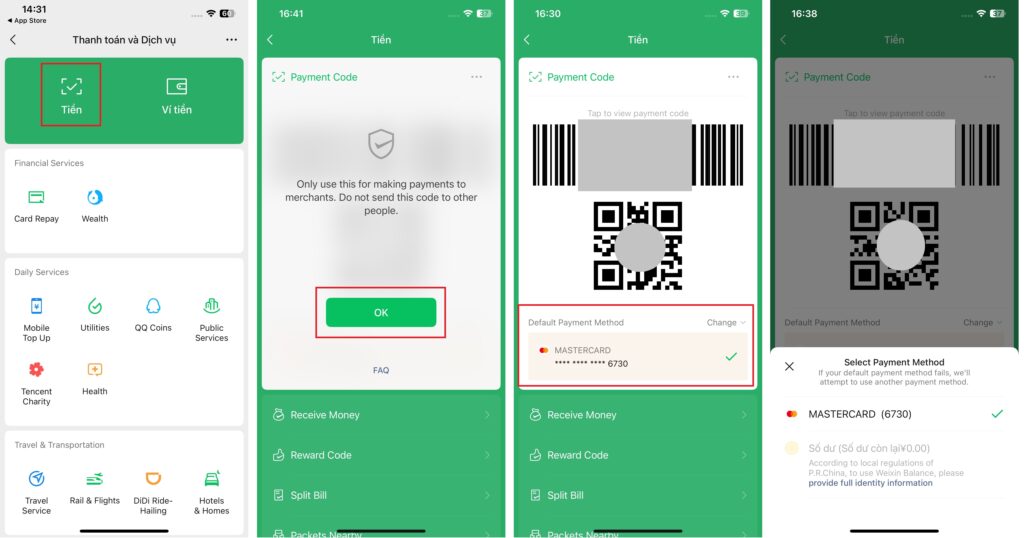 Thanh toán bằng mã QR cá nhân trên Wechat
