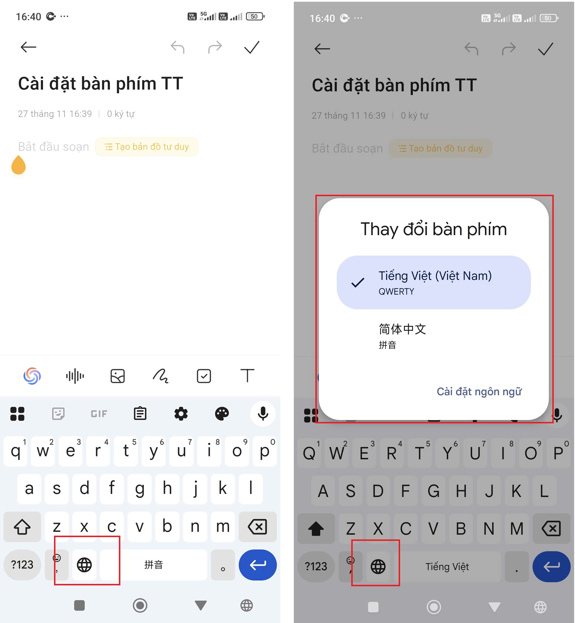 Cách cài bộ gõ Tiếng Trung trên điện thoại Android - Bước 4