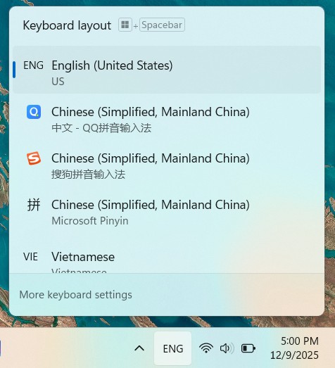 Chuyển bàn phím sang gõ Tiếng Trung trên máy tính Windows